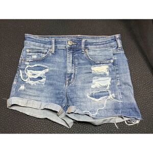 American Eagle Hi-Rise Shortie Distressed Denim Jean Shorts Light Wash Size 6